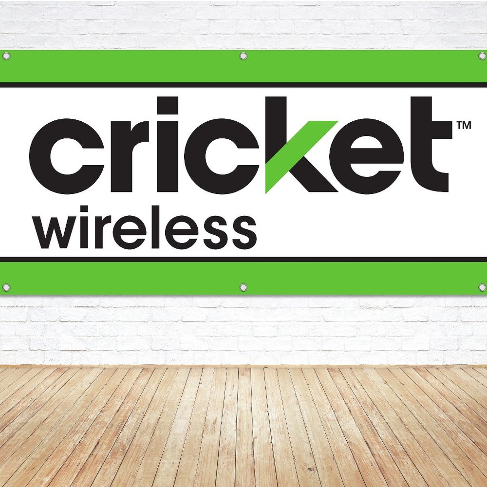 CRICKET WIRELESS Logo Vinyl Banner 1.5x3ft. Sign Cell Phone Provider Store Kiosk